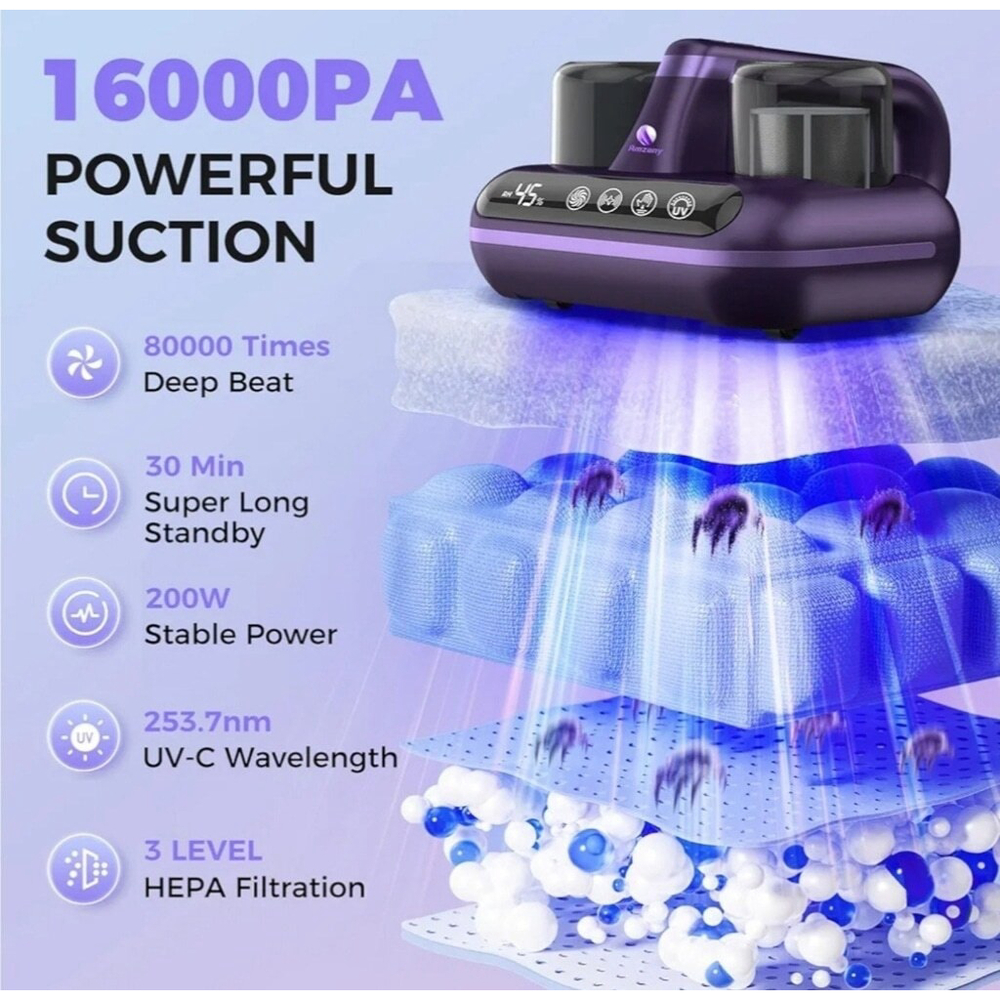 Bed Vacuum Cleaner - 5-in-1 Cordless Mattress Vacuum Cleaner - Picture 2 of 10